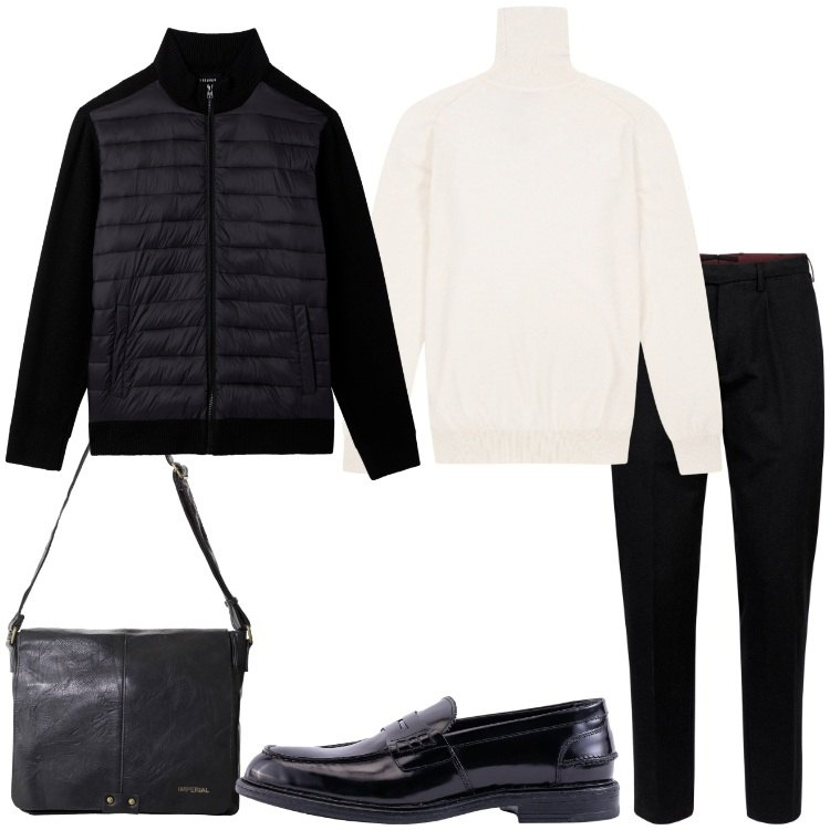 Outfit uomo - Il giubbino tessuto doppiato. Stile Business/Elegante per Ufficio. Abbinamento con giacche, borse sportive, pantaloni, maglieria, scarpe stringate.