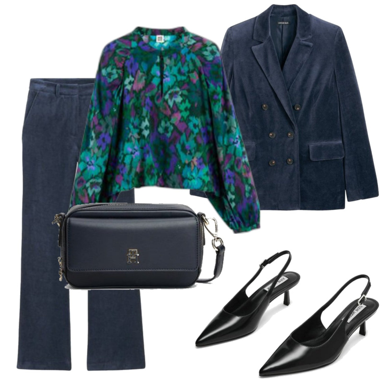 Outfit mujer - Elegante. Estilo Urban para Oficina. Combinación con camisas, pantalones, bandoleras, salones, blazers.