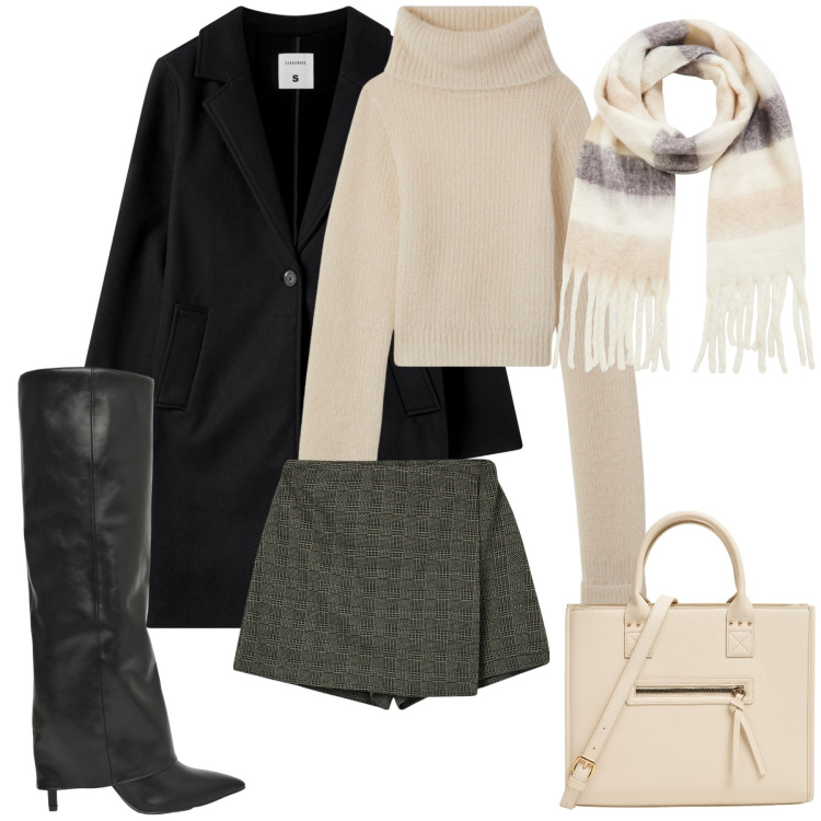 Outfit donna - I️terranova. Stile Glamour per Serata fuori. Abbinamento con minigonne, shopping bag, sciarpe, maglieria, cappotti, stivali.
