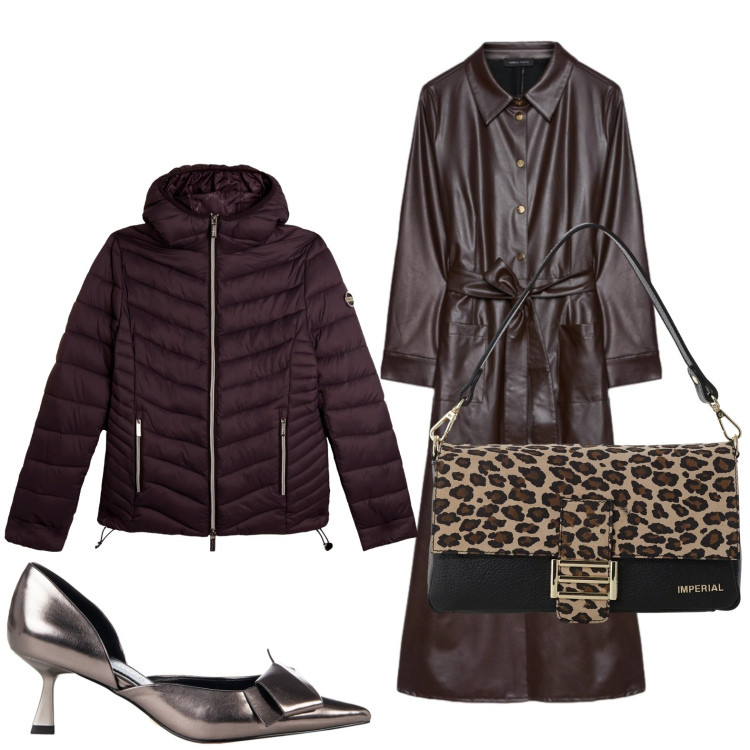 Outfit donna - La modernità dello chemisier. Stile Casual per Serata fuori. Abbinamento con décolleté, borse a spalla, piumini, vestiti chemisier.