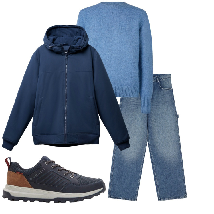 Outfit uomo - Total look #2267014. Stile Casual per Tutti i giorni. Abbinamento con sneakers, giacche, jeans, maglieria.