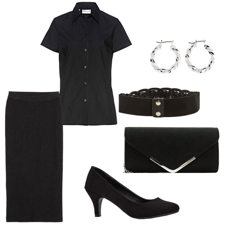 Outfit donna - Rizzo. per Scuola/Università. Abbinamento con camicie a manica corta, décolleté, orecchini, gonne, pochette, cinture.