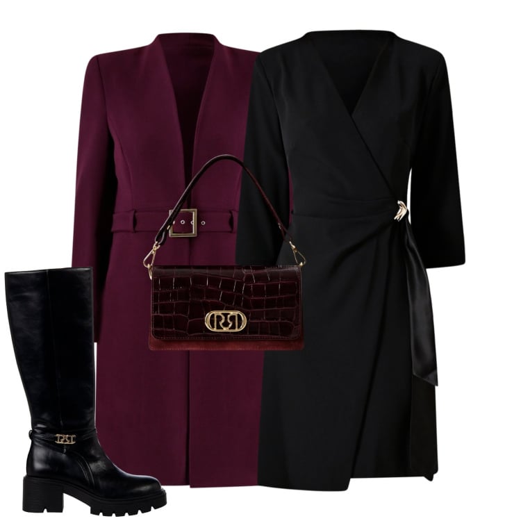 Outfit donna - Chic con décolleté. Stile Chic per Cerimonia. Abbinamento con vestiti corti, trench, borse a mano, stivali sopra il ginocchio.