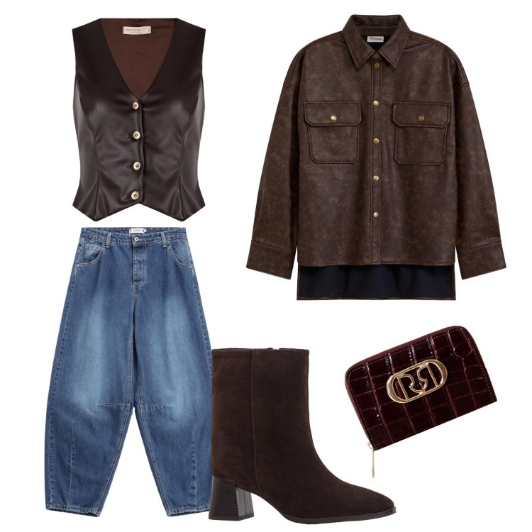 Outfit donna - Il gilet stile motociclista. Stile Minimal per Scuola/Università. Abbinamento con camicie, stivaletti, jeans, gilet, portafogli.