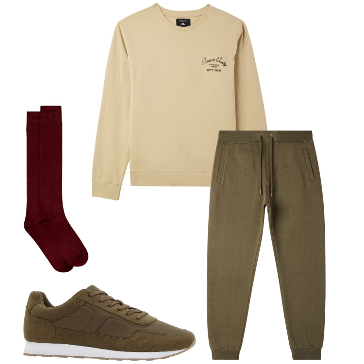 Outfit uomo - Total look #2267140. Stile Casual per Sport. Abbinamento con sneakers, pantaloni, felpe, calzini.