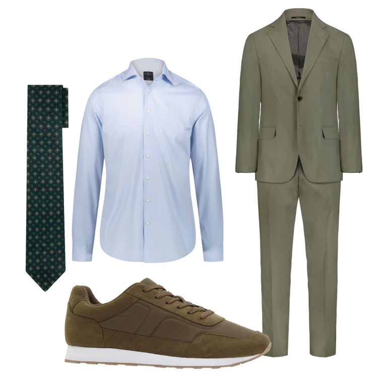 Outfit uomo - Elegante. Stile Business/Elegante per Ufficio. Abbinamento con sneakers, camicie, abiti, cravatte.