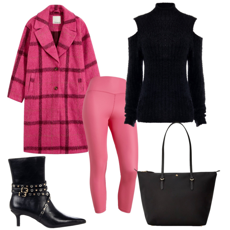 Outfit donna - Total look #2267185. Stile Casual chic per Ufficio. Abbinamento con cappotti, stivaletti, maglieria, treggings, borse tote.