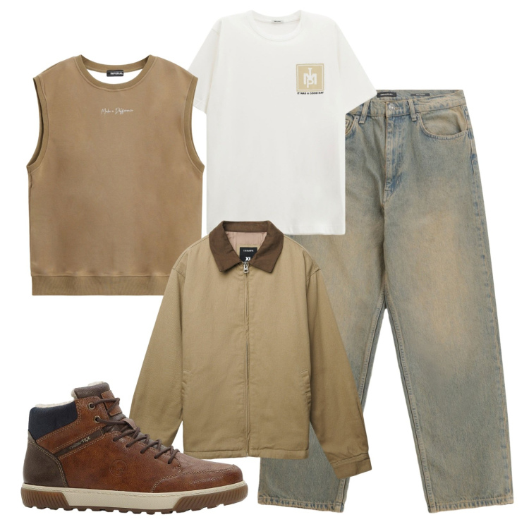 Outfit uomo - Color cammello!. Stile Urban per Tutti i giorni. Abbinamento con sneakers alte, cappotti, jeans, t-shirt, felpe.