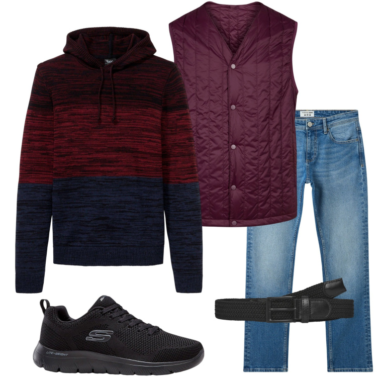 Outfit uomo - Casual style. Stile Casual per Tutti i giorni. Abbinamento con maglieria, sneakers, jeans, cinture, piumini.