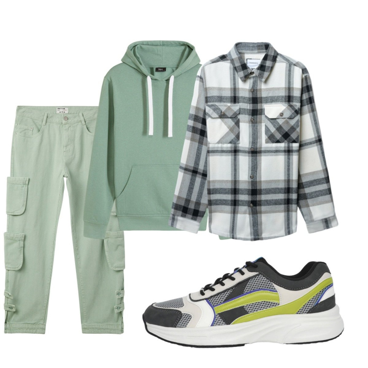 Outfit uomo - Total look #2267239. Stile Casual per Tutti i giorni. Abbinamento con felpe con cappuccio, jeans, cappotti, sneakers.