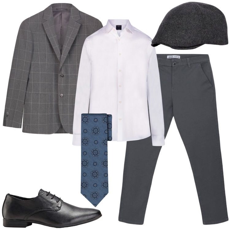 Outfit uomo - Total look #2267328. Stile Business/Elegante per Ufficio. Abbinamento con scarpe stringate, pantaloni chino, camicie, cappelli con visiera, cravatte, giacche.