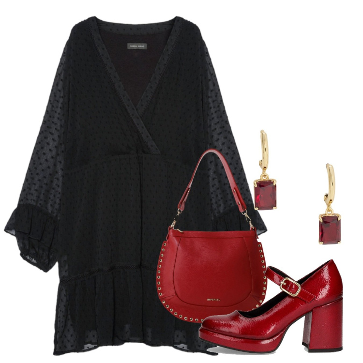 Outfit donna - Serata tra amiche - Focus Donna. Stile Chic per Serata fuori. Abbinamento con borse a spalla, orecchini, décolleté, vestiti corti.