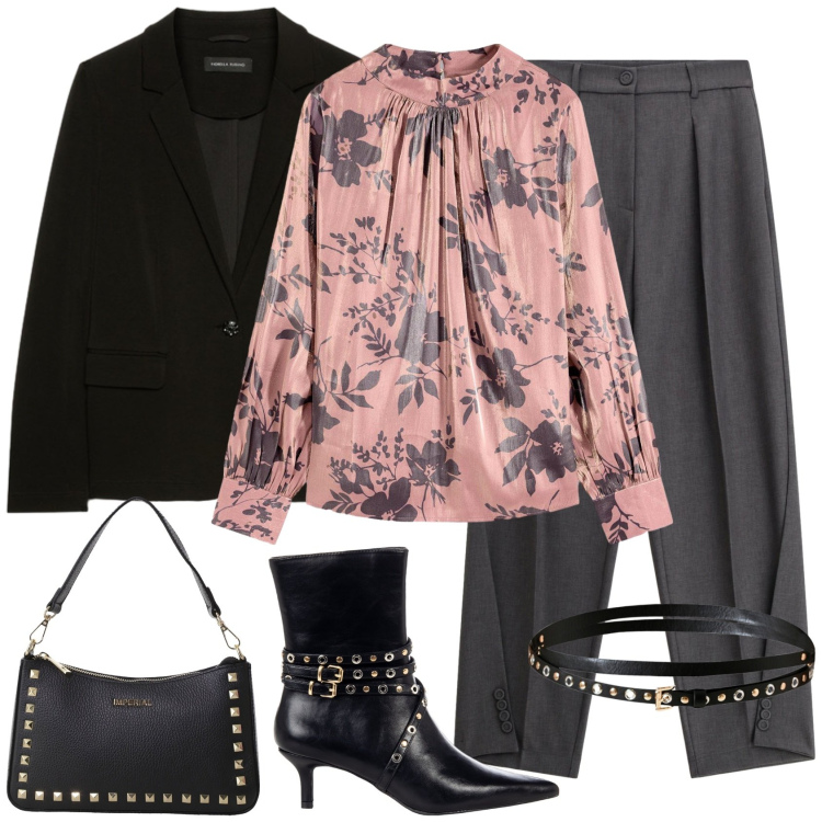 Outfit donna - Chic per una serata!. Stile Chic per Serata fuori. Abbinamento con tuniche, stivaletti, cinture, pochette, pantaloni, blazer.