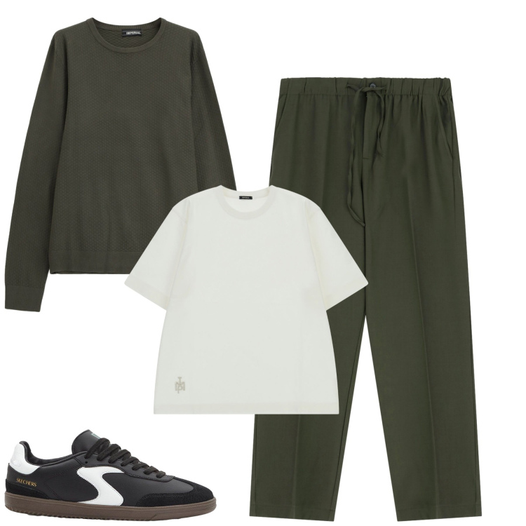 Outfit uomo - Total look #2267378. Stile Casual per Tutti i giorni. Abbinamento con sneakers, maglieria, t-shirt, pantaloni.