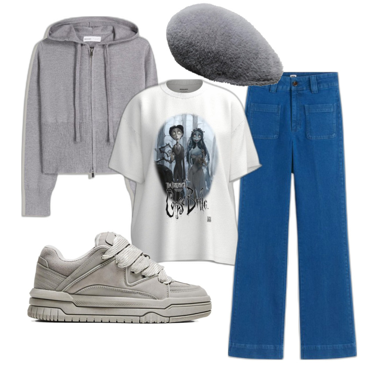Outfit mujer - Urban #6294. Estilo Urban para Todos los días. Combinación con camiseta, sneakers, sudaderas con capucha, vaqueros bootcut, gorros.