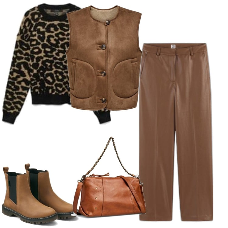 Outfit mujer - Minimal #2111. Estilo Minimal para Todos los días. Combinación con prendas de punto, botines chelsea, pantalones, bandoleras, chalecos.