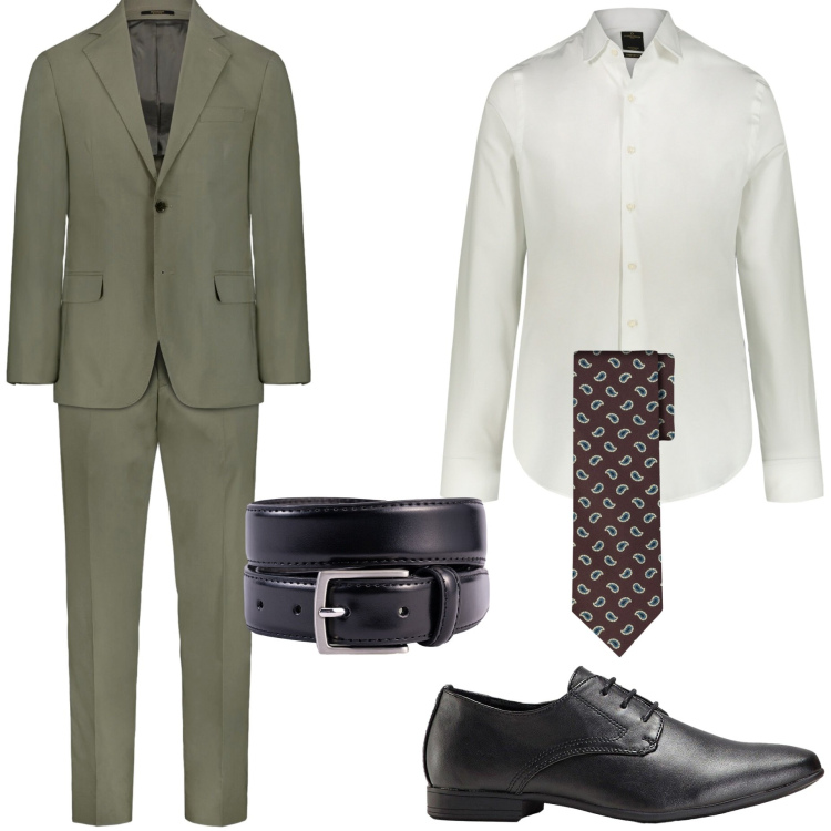 Outfit uomo - Cerimonia a ottobre. Stile Business/Elegante per Cerimonia. Abbinamento con scarpe stringate, camicie, abiti, cinture, cravatte.