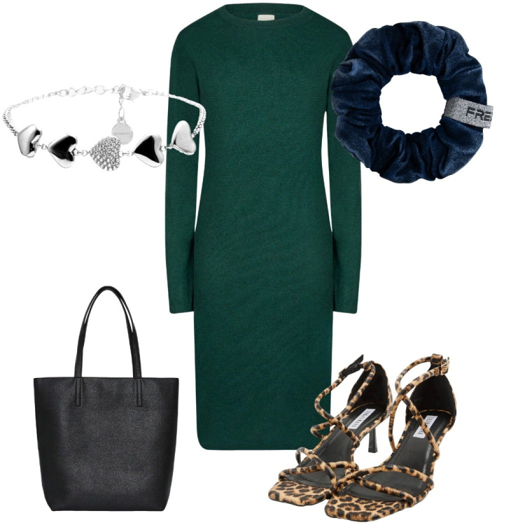 Outfit donna - Total look #2267452. Stile Trendy per Tutti i giorni. Abbinamento con borse tote, sandali col tacco, braccialetti, accessori per capelli, vestiti midi/longuette.