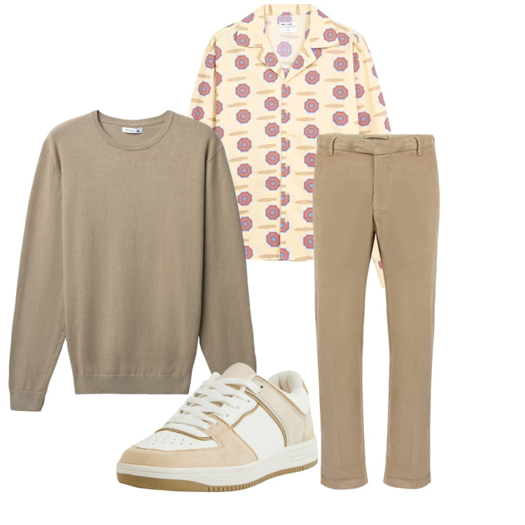 Outfit uomo - Total look #2267479. Stile Trendy per Tutti i giorni. Abbinamento con sneakers, camicie, maglieria, pantaloni.