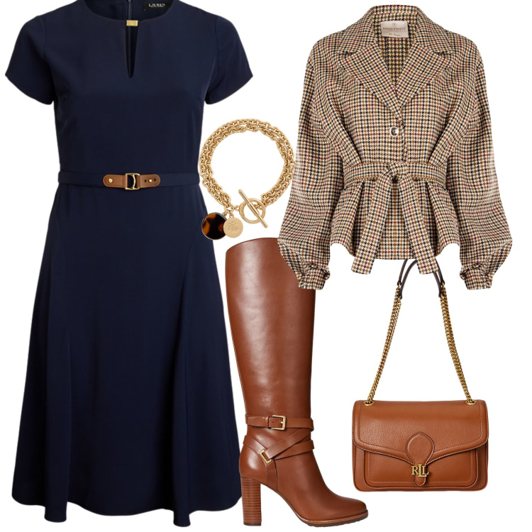 Outfit donna - Total look #2267501. Abbinamento con caban, stivali, borse a spalla, braccialetti con ciondoli, vestiti.