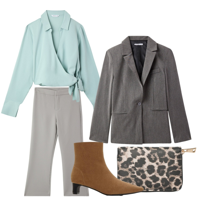 Outfit donna - La giacca impeccabile. Stile Minimal per Ufficio. Abbinamento con stivaletti, blazer, pantaloni, camicie, portafogli.