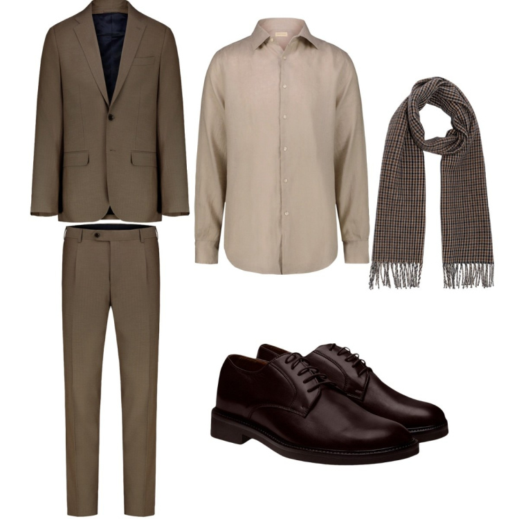 Outfit uomo - Total look #2267540. Stile Business/Elegante per Ufficio. Abbinamento con scarpe stringate, camicie, abiti, sciarpe.