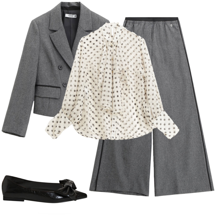 Outfit donna - Un completo per l\'ufficio. Stile Bon Ton per Ufficio. Abbinamento con ballerine, pantaloni, blazer, camicie.