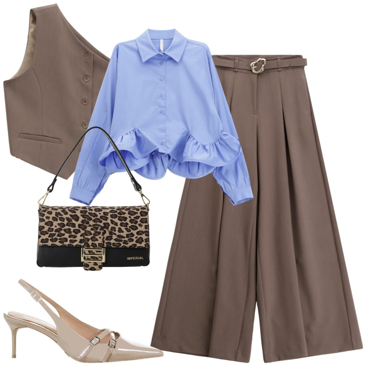 Outfit donna - Imperial. Stile Trendy per Tutti i giorni. Abbinamento con décolleté, pantaloni, gilet, camicie, borse a spalla.