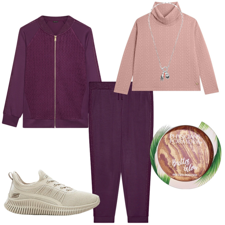 Outfit donna - Total look #2267574. Stile Casual per Tutti i giorni. Abbinamento con sneakers, ciprie, maglieria, ciondoli, pantaloni, felpe.