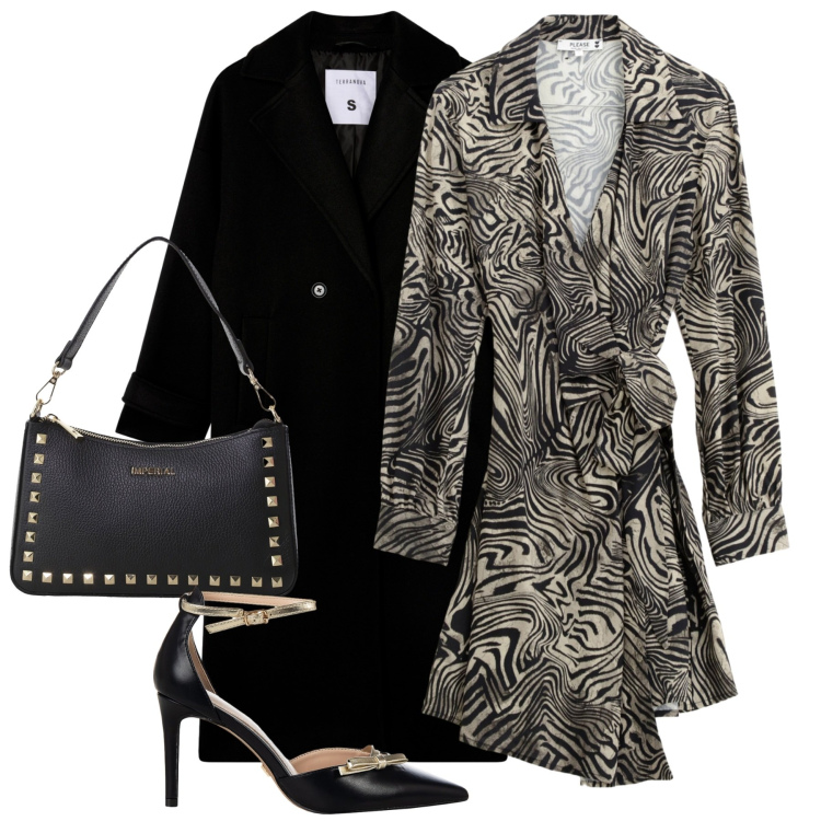 Outfit donna - Serata. Stile Chic per Serata fuori. Abbinamento con cappotti, vestiti corti, décolleté, pochette.