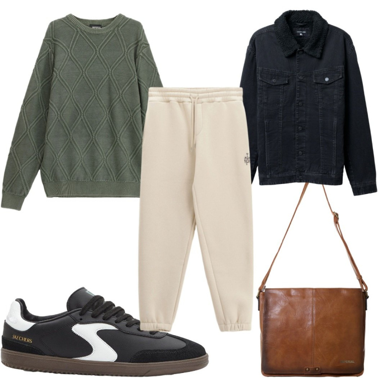 Outfit uomo - Total look #2267733. Stile Trendy per Tutti i giorni. Abbinamento con sneakers, giacche, pantaloni, borse sportive, maglieria.