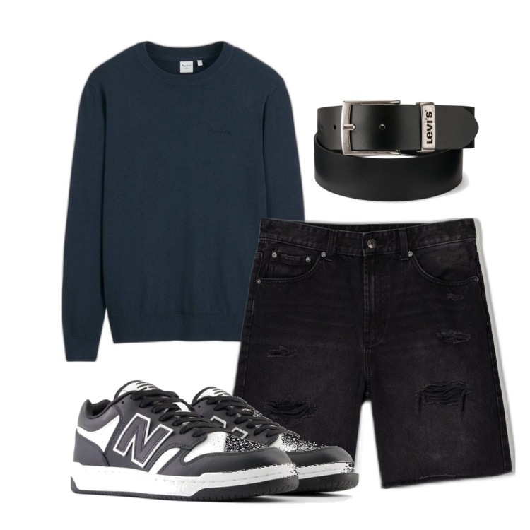 Outfit hombre - Bien oscuro. Estilo Urban para Todos los días. Combinación con cinturones, sneakers, bermudas, sudaderas.