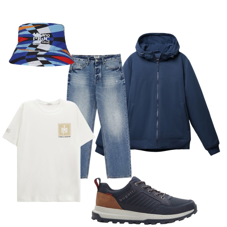 Outfit uomo - Il mio tempo libero. Stile Casual per Tutti i giorni. Abbinamento con sneakers, cappelli, giacche, jeans, t-shirt.