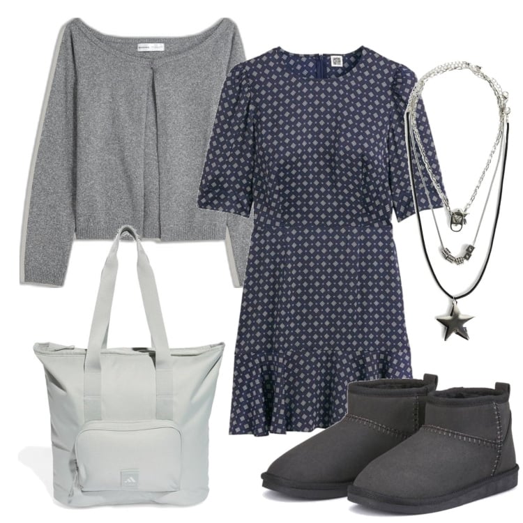 Outfit mujer - Romántica #3118. Estilo Romántica para Escuela/Universidad. Combinación con vestidos largos, botines, collares, blazers, bolso tote.