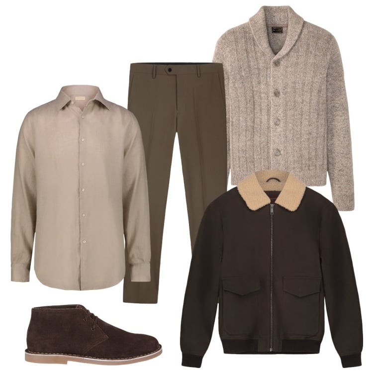 Outfit uomo - Stile Doppelganger. Stile Trendy per Tutti i giorni. Abbinamento con cardigans, pantaloni, giacche, camicie, stivali e stivaletti.