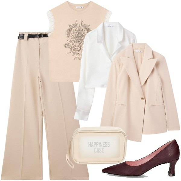 Outfit donna - Terranova - MID SEASON SALE. Stile Trendy per Ufficio. Abbinamento con blazer, t-shirt, pantaloni, camicie, valigie, décolleté.