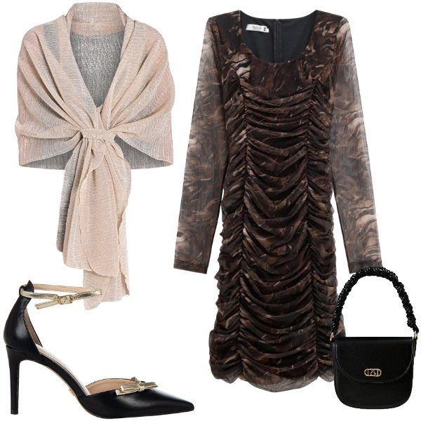 Outfit donna - La stola preziosa. Stile Chic per Serata fuori. Abbinamento con vestiti, stole, décolleté, borse a mano.