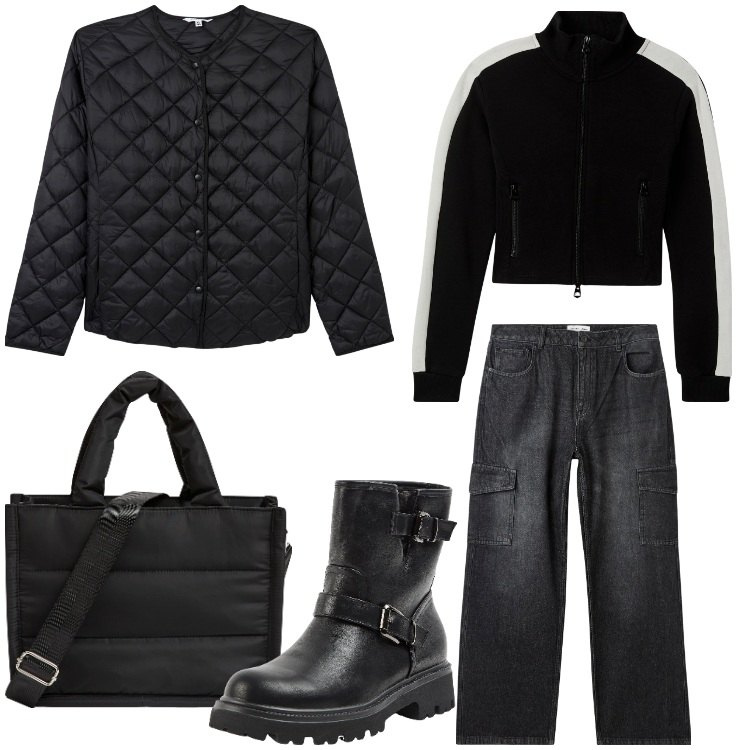 Outfit donna - Terranova - MID SEASON SALE. Stile Casual per Tutti i giorni. Abbinamento con jeans, shopping bag, felpe, stivaletti, piumini.