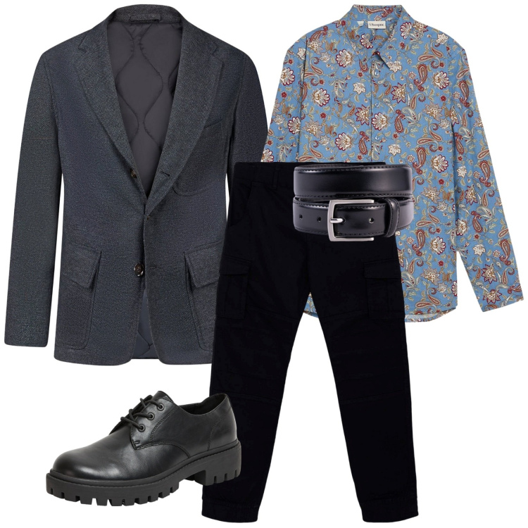 Outfit uomo - Ospite speciale. Stile Trendy per Serata speciale. Abbinamento con camicie, scarpe stringate, pantaloni cargo, giacche, cinture.