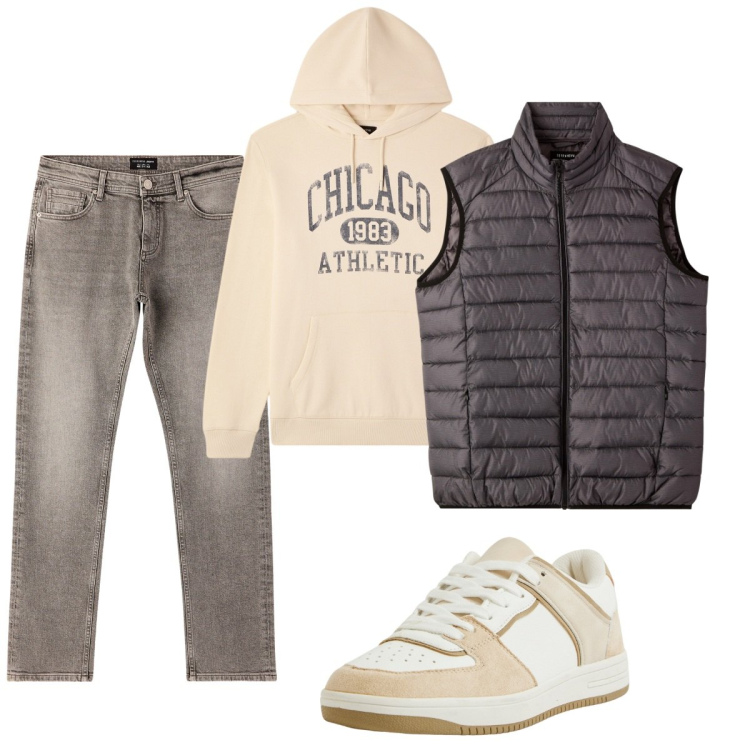 Outfit uomo - Total look #2268026. Stile Casual per Tutti i giorni. Abbinamento con sneakers, jeans, piumini, felpe con cappuccio.