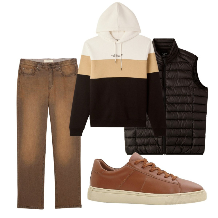 Outfit uomo - Total look #2268027. Stile Casual per Tutti i giorni. Abbinamento con sneakers, jeans, felpe con cappuccio, piumini.
