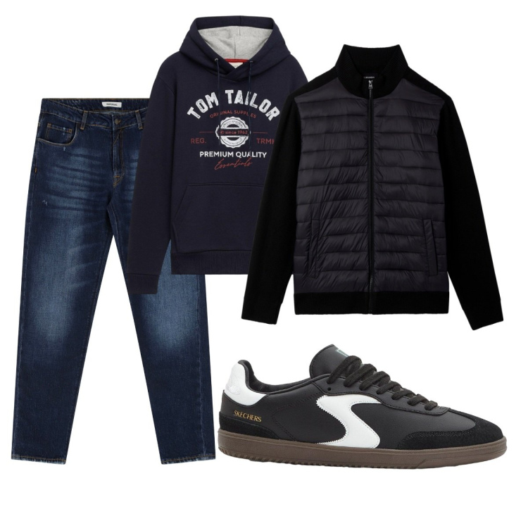 Outfit uomo - Total look #2268030. Stile Casual per Tutti i giorni. Abbinamento con sneakers, felpe con cappuccio, giacche, jeans dritti.