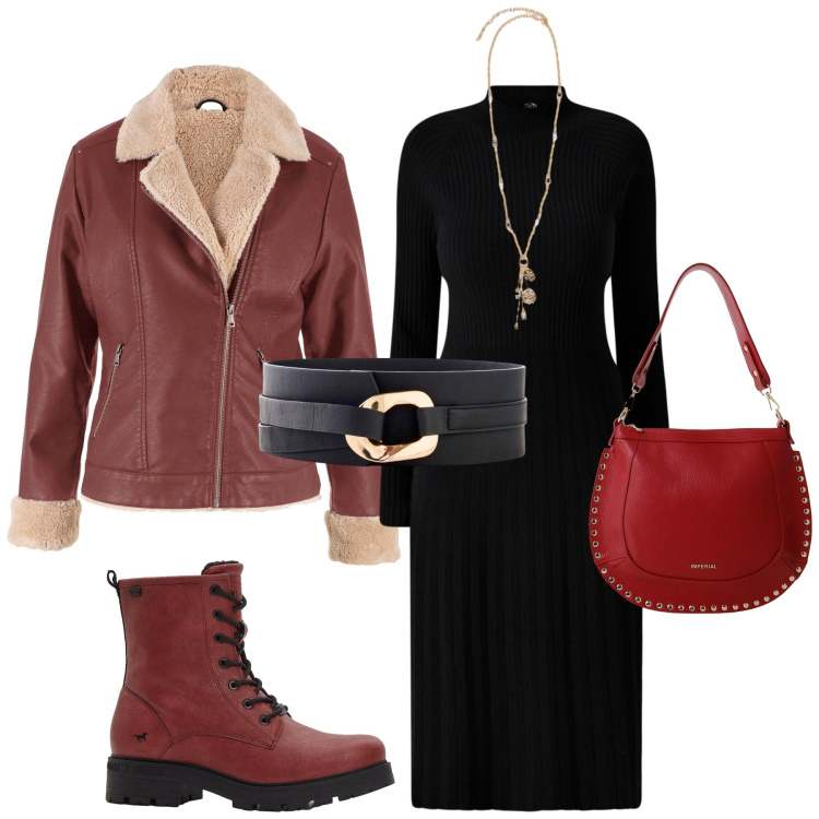 Outfit donna - Total look #2268097. Stile Urban per Tutti i giorni. Abbinamento con cinture, stivaletti, blazer, vestiti midi/longuette, borse a spalla, ciondoli.