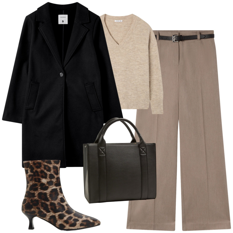 Outfit donna - Total look #2268128. Stile Urban per Tutti i giorni. Abbinamento con stivaletti, cappotti, pantaloni, maglieria, borse tote.