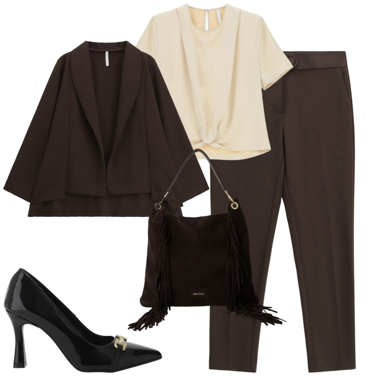 Outfit donna - Total look #2268132. Stile Urban per Tutti i giorni. Abbinamento con bluse, blazer, décolleté, borse a spalla, pantaloni.