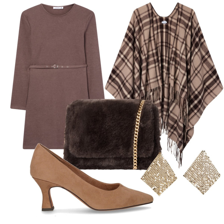 Outfit donna - Serata al top. Stile Bon Ton per Serata fuori. Abbinamento con orecchini, cappotti, borse a tracolla, vestiti midi/longuette, décolleté.