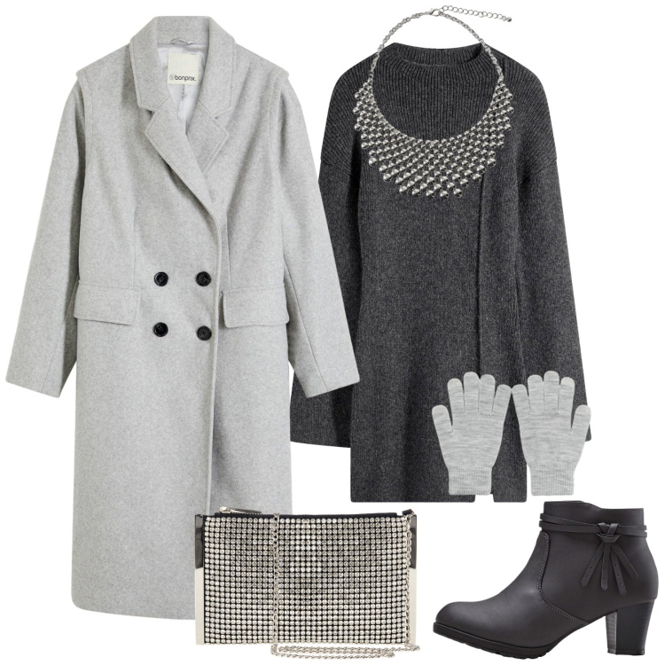 Outfit donna - Total look #2268194. Stile Bon Ton per Serata fuori. Abbinamento con stivaletti, cappotti, vestiti corti, guanti, pochette, collane.