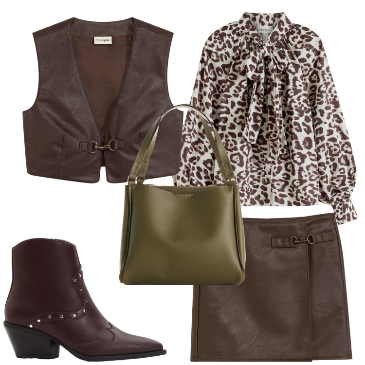 Outfit donna - Festa del paese. Stile Rock per Serata fuori. Abbinamento con stivaletti texani, gonne, camicie, borse a mano, gilet.