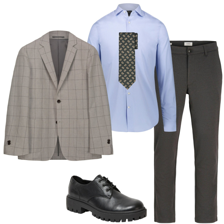 Outfit uomo - Serata informale. Stile Business/Elegante per Serata speciale. Abbinamento con pantaloni chino, scarpe stringate, camicie, giacche, cravatte.