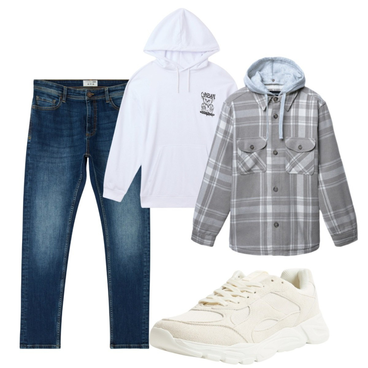 Outfit uomo - Total look #2268295. Stile Casual per Tutti i giorni. Abbinamento con sneakers, jeans skinny, felpe con cappuccio, cappotti.